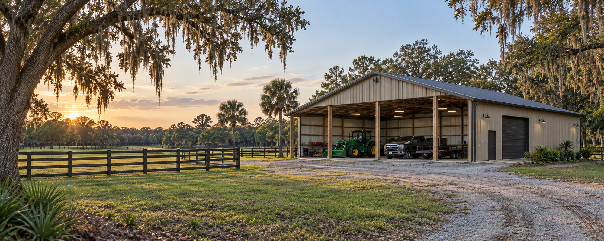 Florida rural property with pole barn