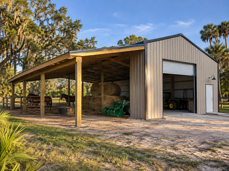 Pole barn lean-to