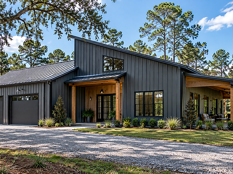 Compact metal workshop building configuration
